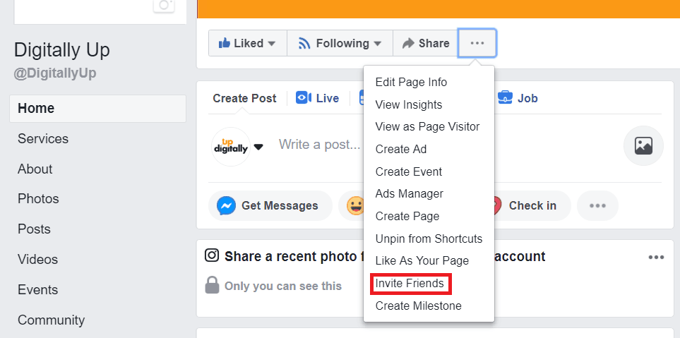 Invite your friends to like your Facebook Page